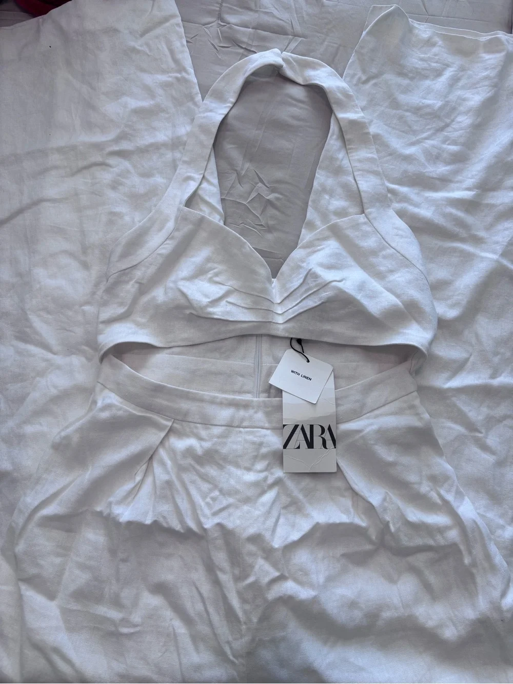 Zara White Linen Jumpsuit